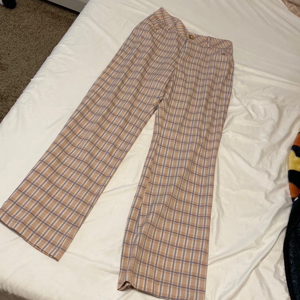 Princess Polly flare plaid trousers